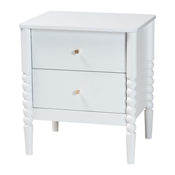 Baxton Studio Lucera Mid-Century White 2-Drawer Bobbin Nightstand